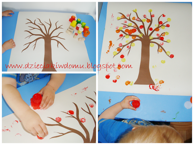 jesienne drzewa malowane farbami jesienne drzewa malowane farbami