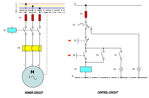 ห้องเรียนออนไลน์ Byครูตุ้ง: วงจรสตาร์ทมอเตอร์โดยตรง ... auto reset circuit breaker wiring diagram 