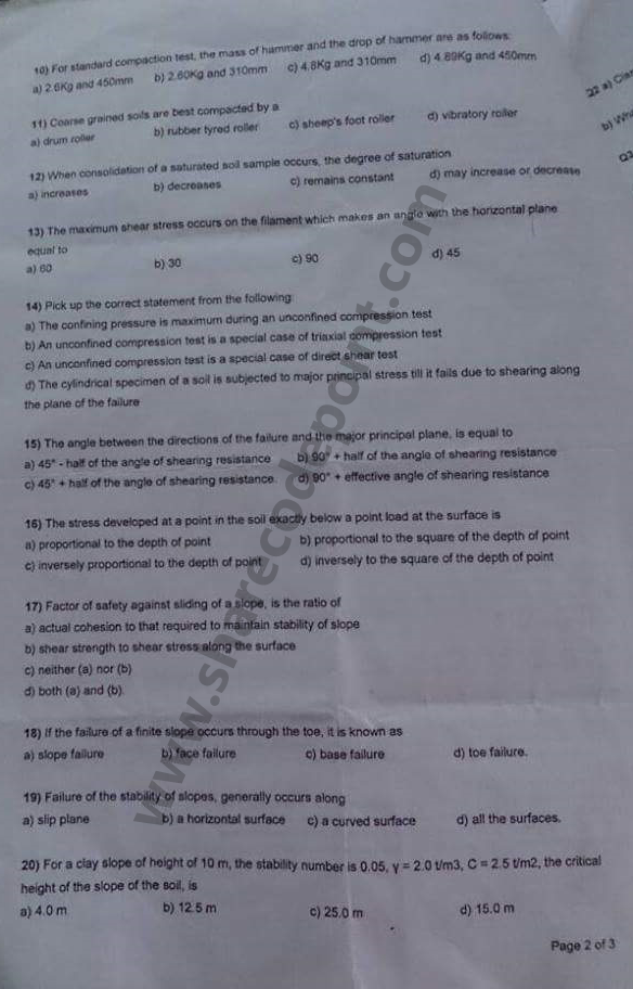 CIV341 Soil Mechanics End Term Exam Question Paper CIV 341 Lpu