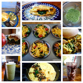 collage of breakfast dishes incorporating vegetables and fruits