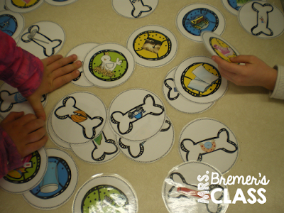 Rhyming words matching activity as a Kindergarten literacy center