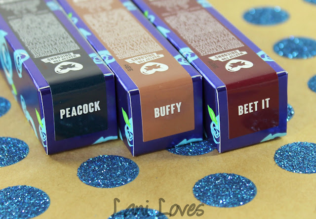 Lime Crime Holiday Velvetines Trio - Buffy, Beet It and Peacock Swatches & Review