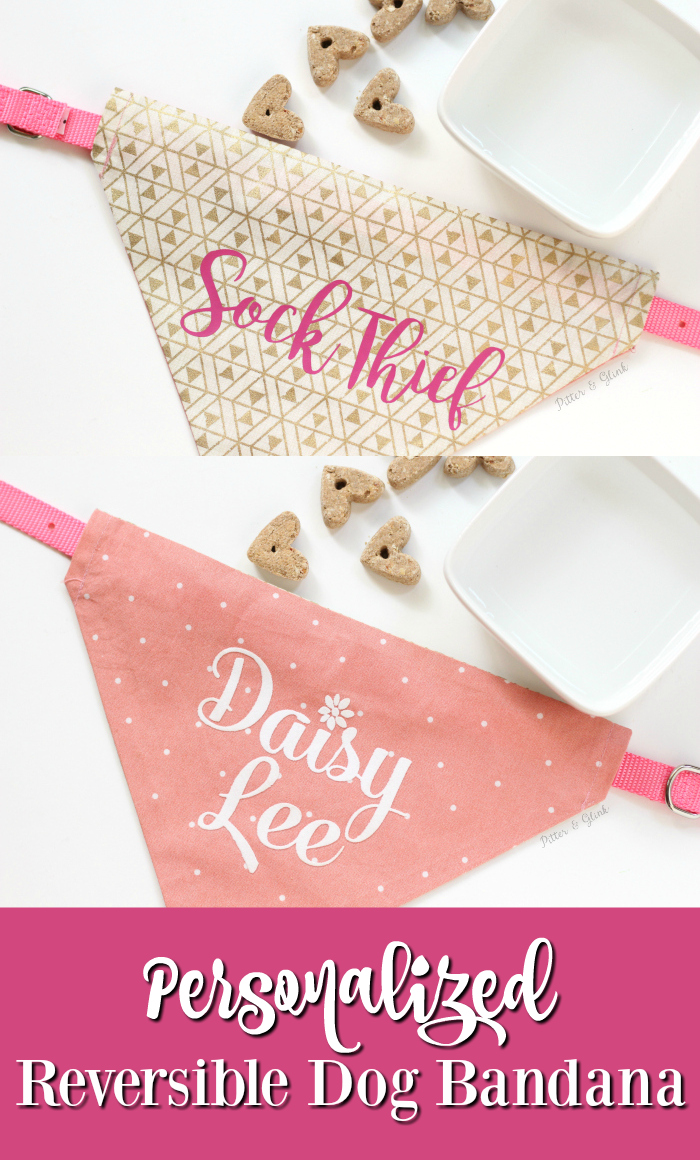 How to Make a Personalized, Reversible Dog Bandana | An easy-to-sew project for your pet. Use your Silhouette and HTV for personalization. pitterandglink.com