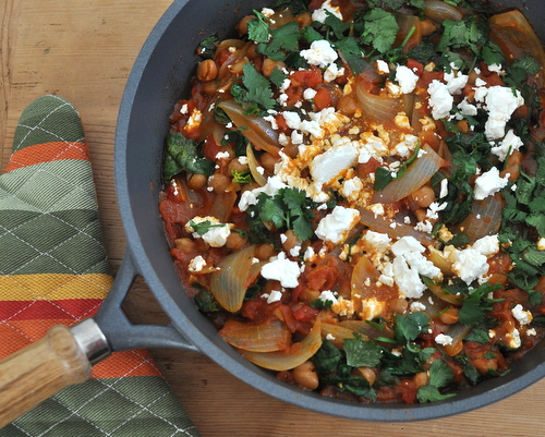 Chickpeas with Tomatoes, Spinach & Feta, another easy, healthy Quick Supper ♥ AVeggieVenture.com