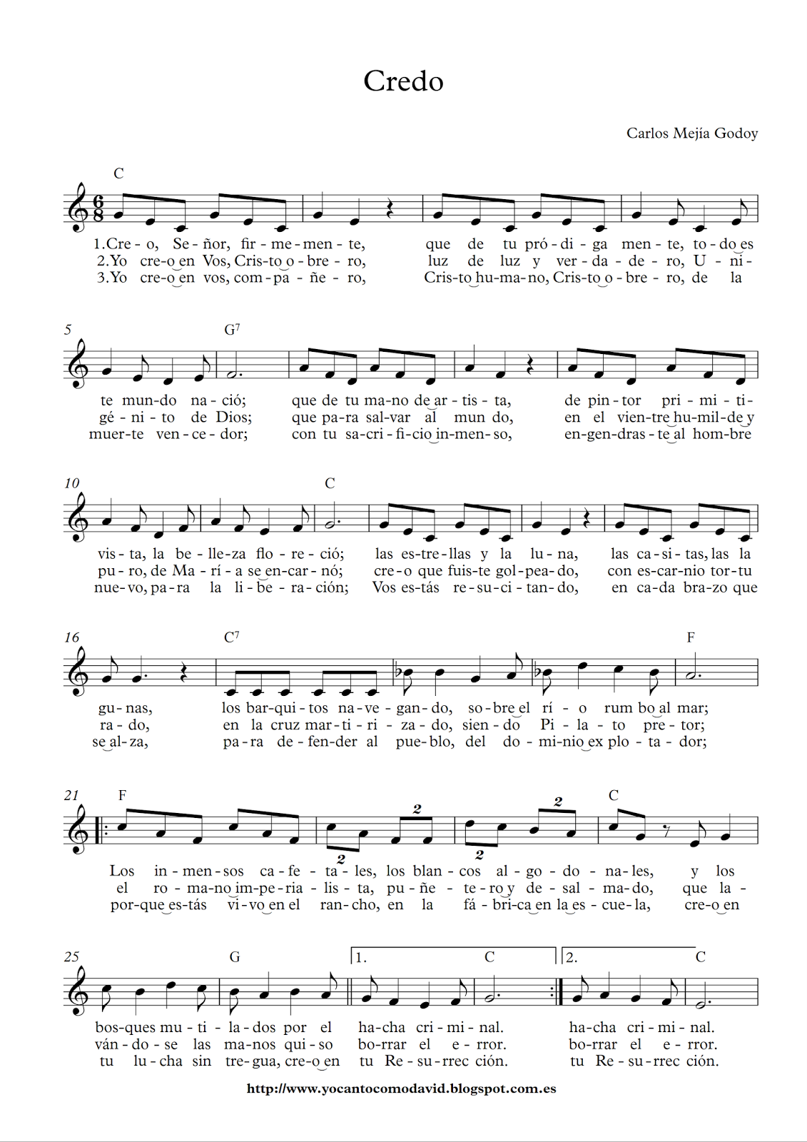 Credo Yo canto como David