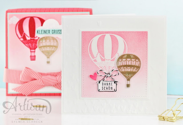 Karte und Verpackung mit Luftballons Stampin Up Abgehoben
