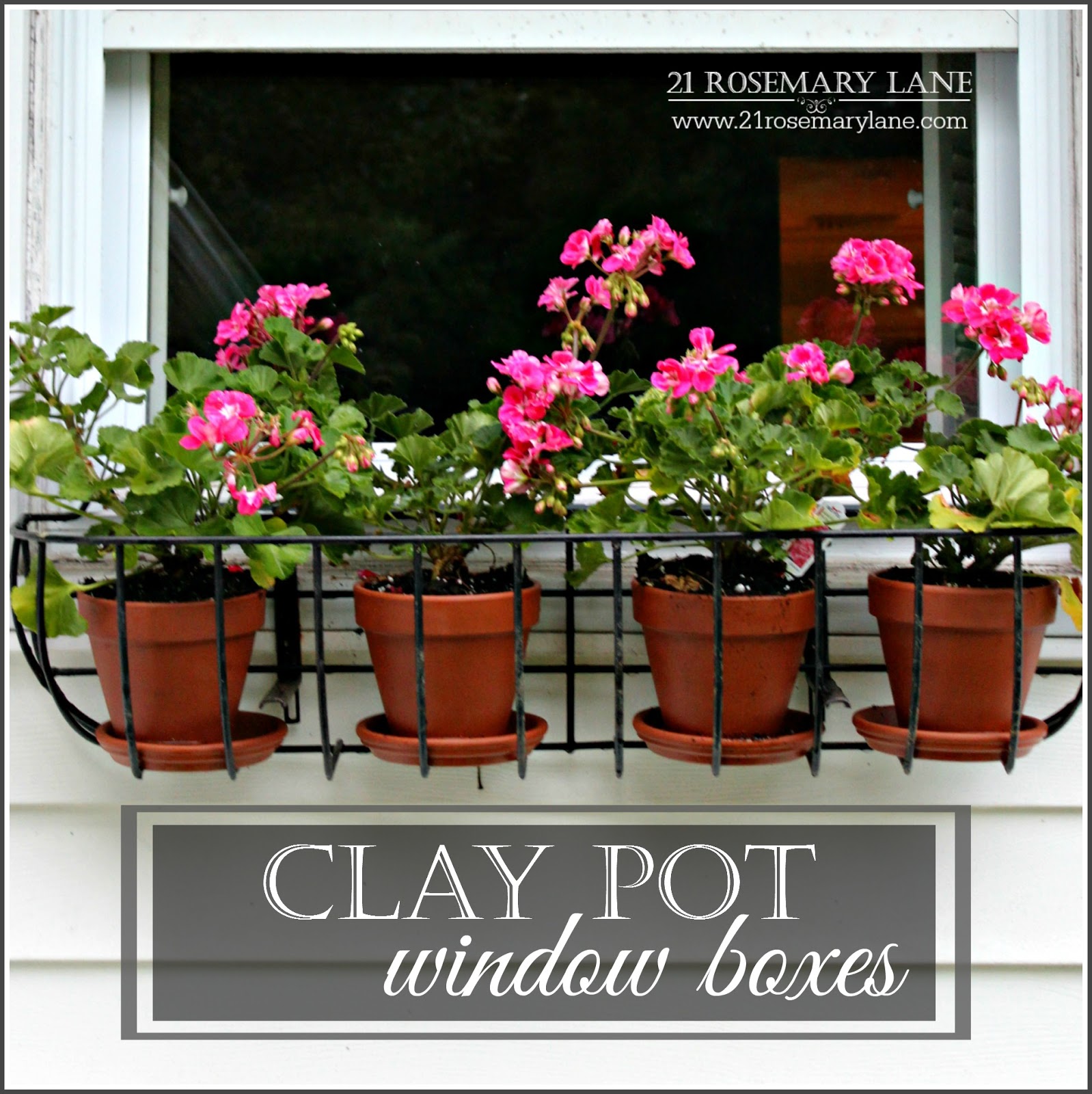 21 Rosemary Lane Using Clay Pots in Wire Planters as an Inexpensive