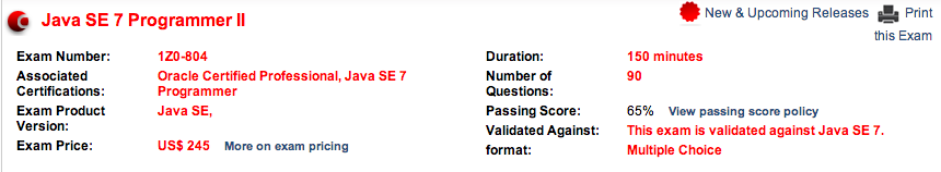 Oracle certified professional java programmer certification exam details OrCPJP certification exam details and study guide