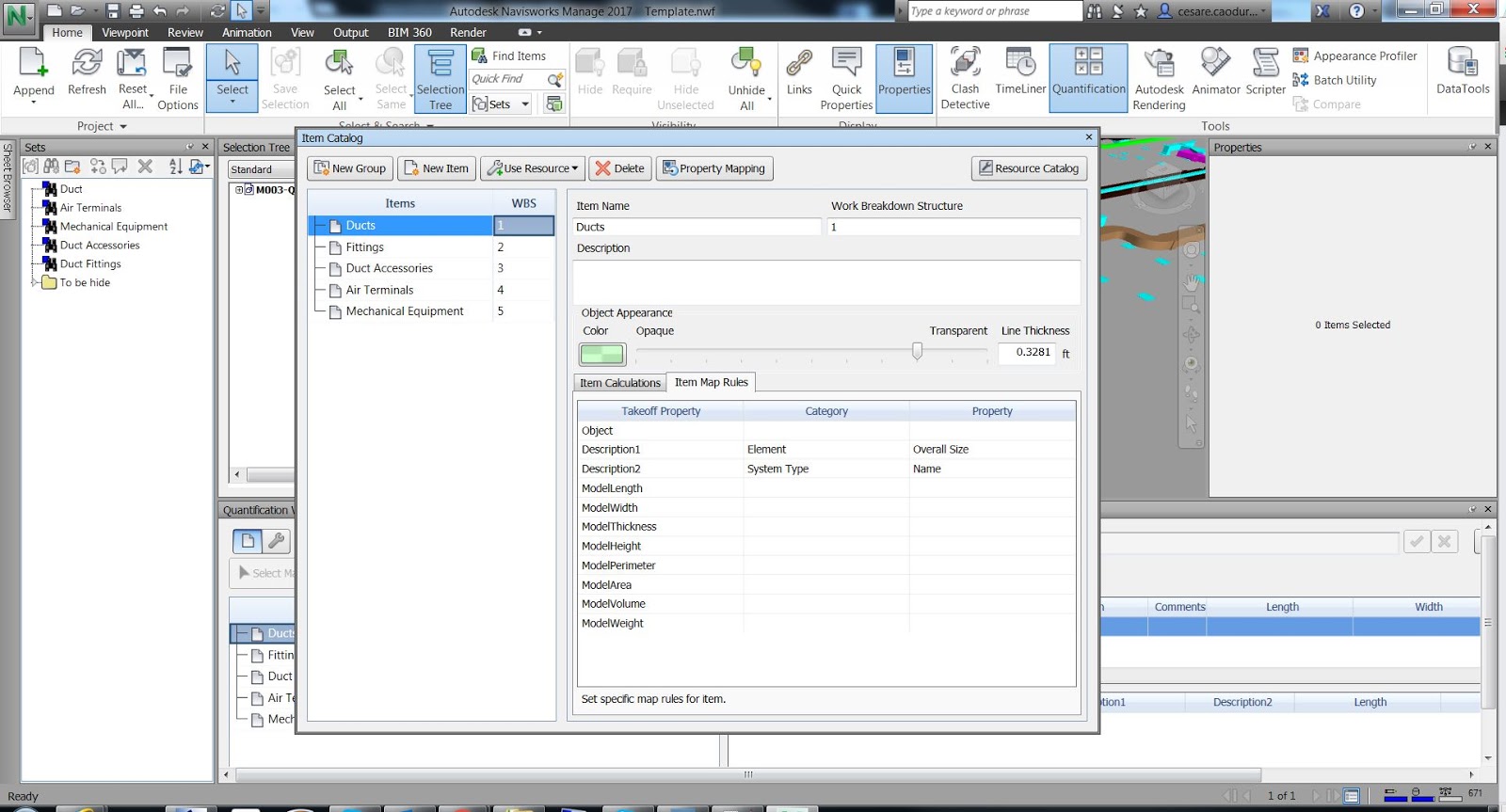 Navisworks how to customize quantification columns