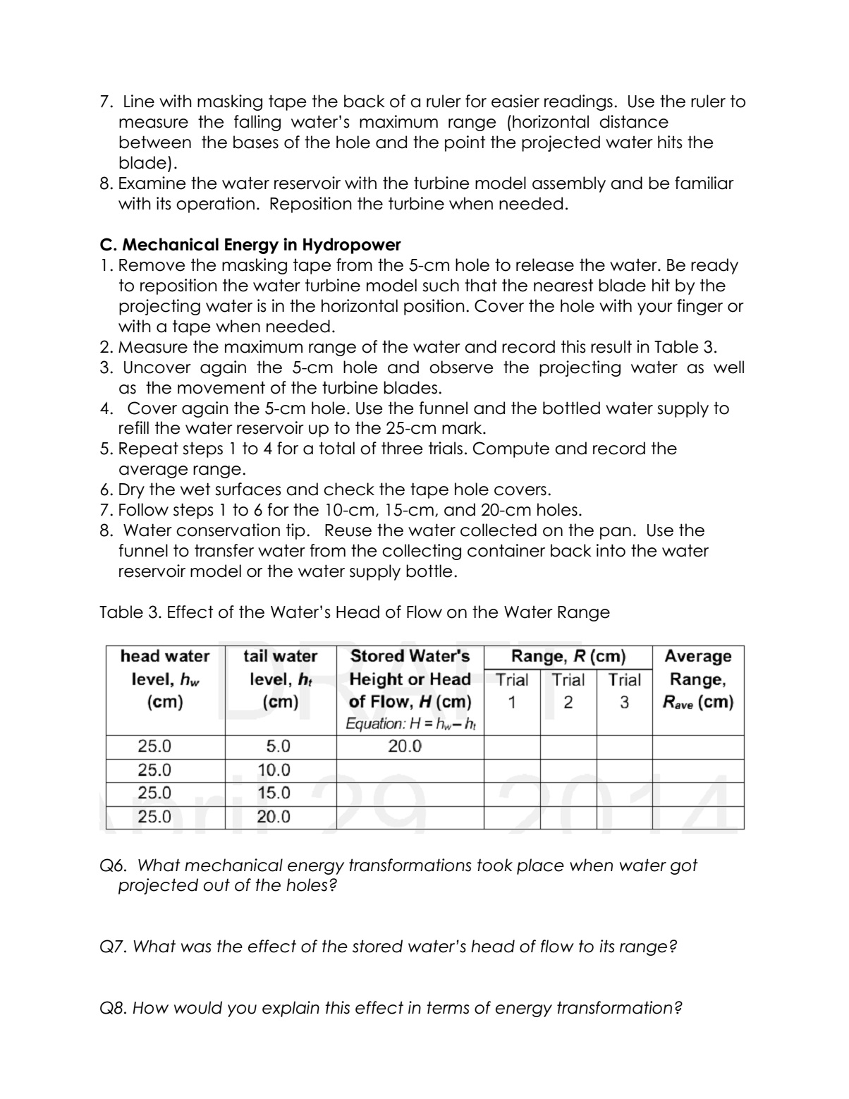 Science Concepts and Questions (K to 12) Work, Power, and Energy
