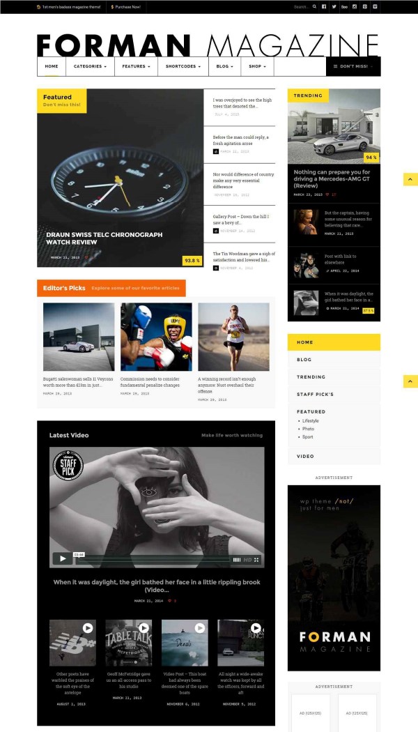 forman responsive news blog theme