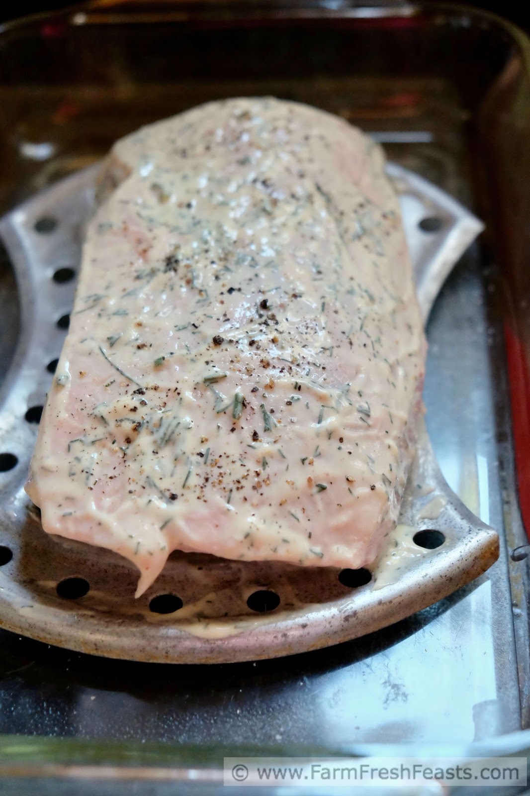 Farm Fresh Feasts Roast Pork Loin with Yogurt, Mustard, and Fresh Dill