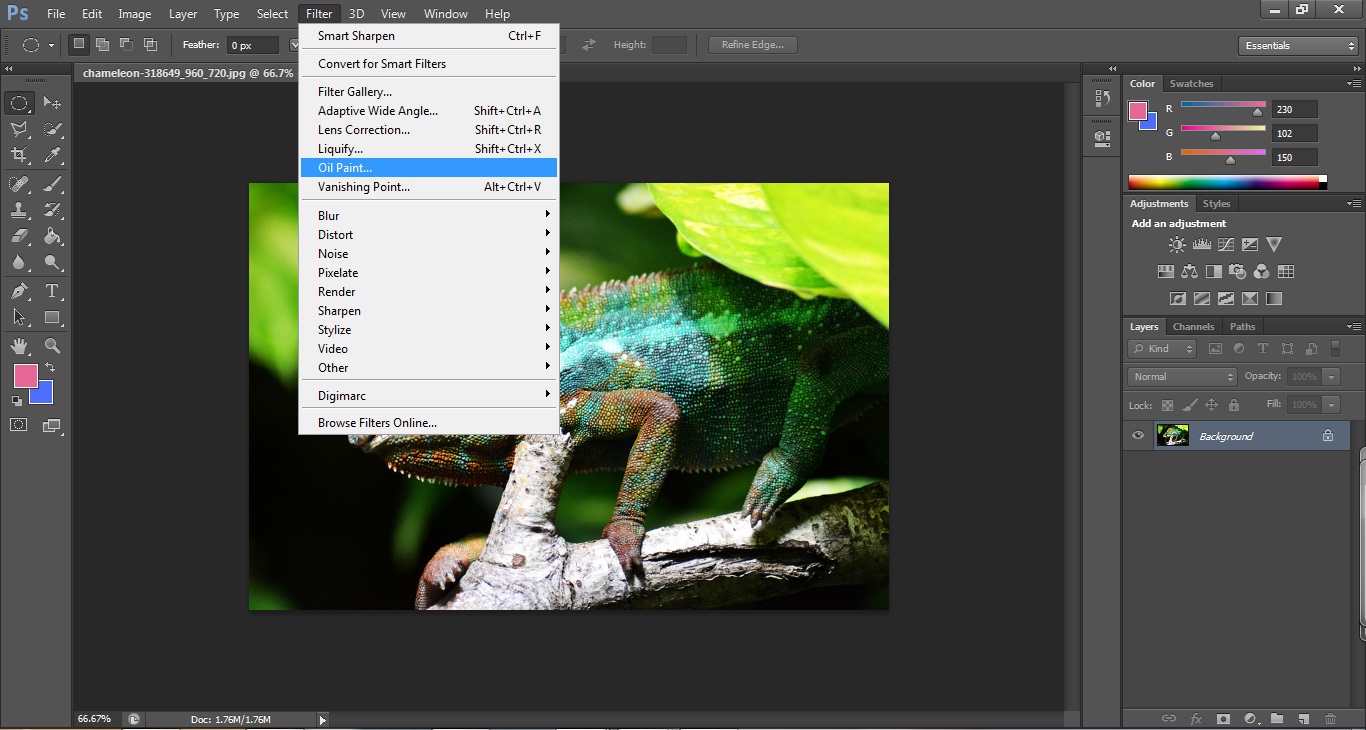 Adobe CS6 แต่งรูปให้เป็นภาพสีน้ำมัน ด้วย Oil Paint CS6