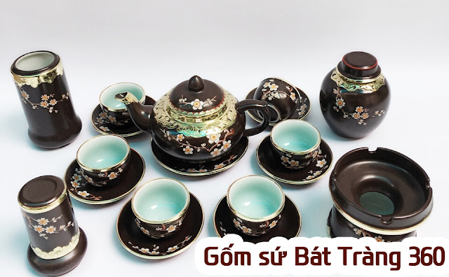 Hình ảnh ấm chén Bát Tràng bọc đồng Hình ảnh ấm chén Bát Tràng bọc đồng