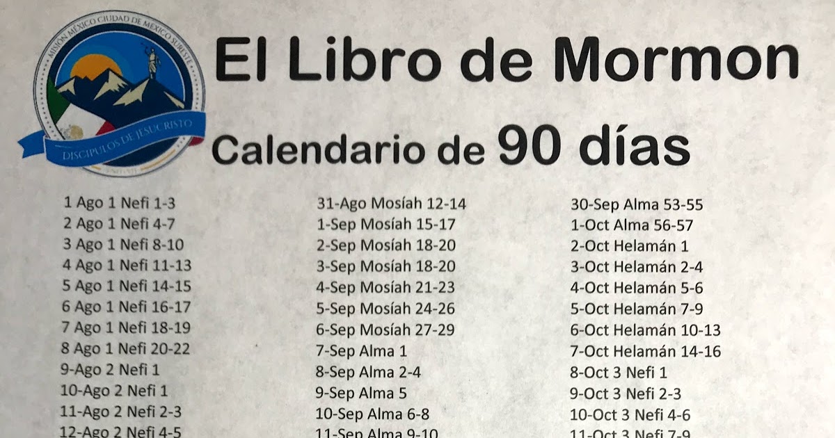 Book Of Mormon Reading Chart 90 Days