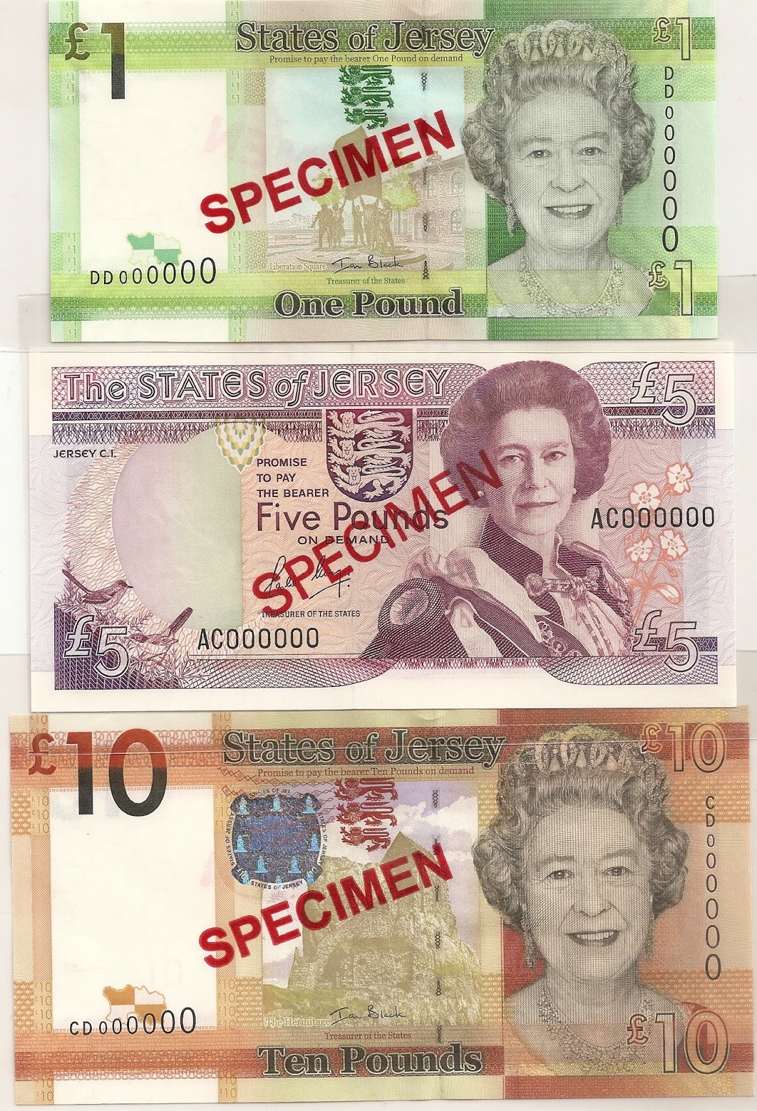 coins and more 208) Specimen Pound Banknotes from the States of Jersey