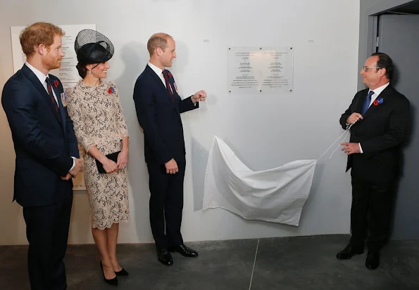 Prince William, Kate Middleton, Prince Harry, Francois Hollande, David Cameron attend Somme Centenary commemorations. Kate Middleton wore a new lace dress