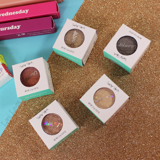 ColourPop Super Shock Shadows - Paisley, Lovely, Get Lucky, Arrow and Partridge Swatches & Review