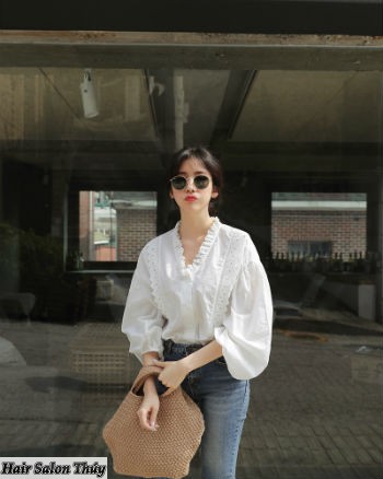 Mái lưa thưa rẽ ngôi kieu toc mai