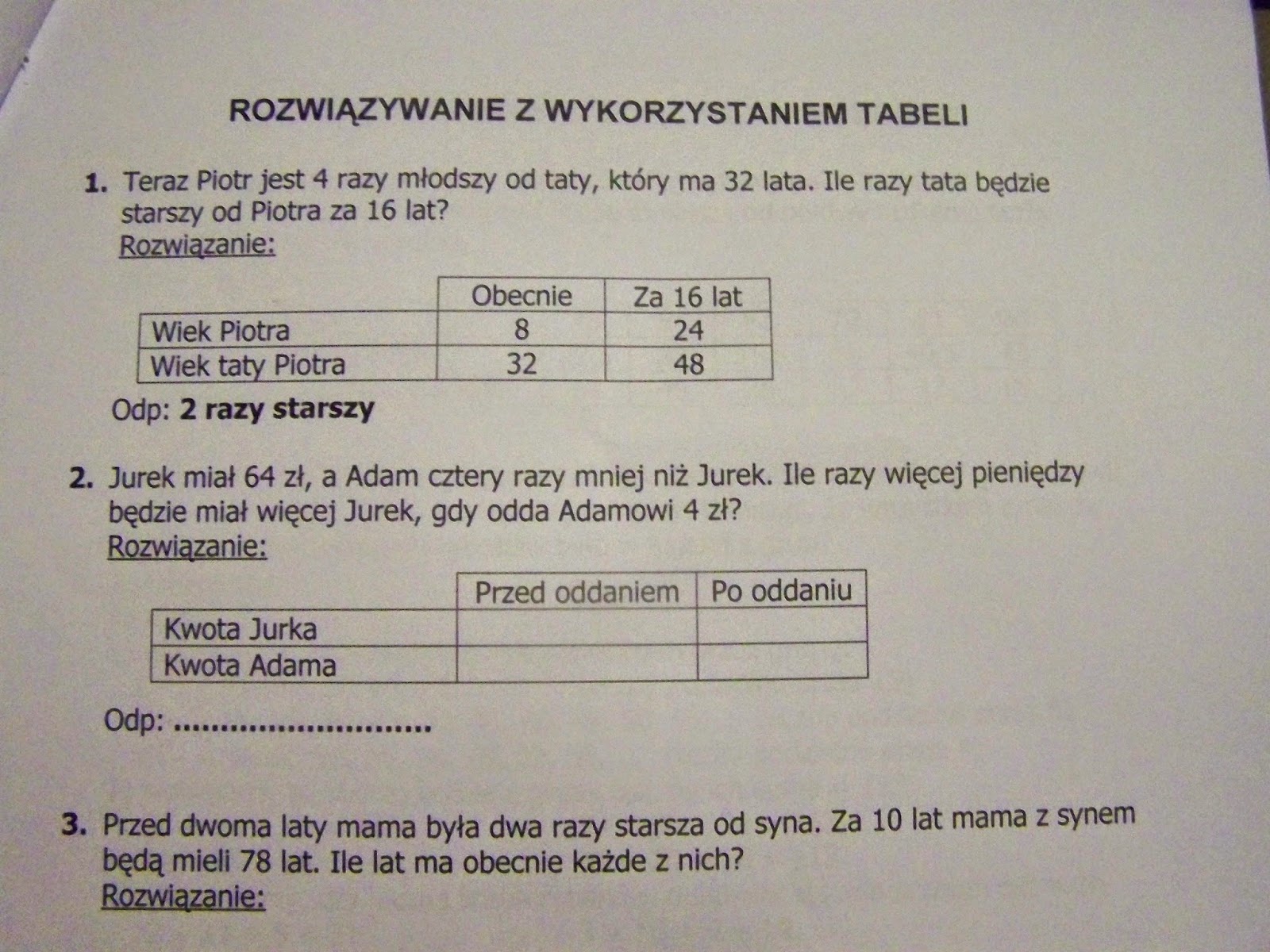 Matematyka Bliżej nas: Zadania tekstowe