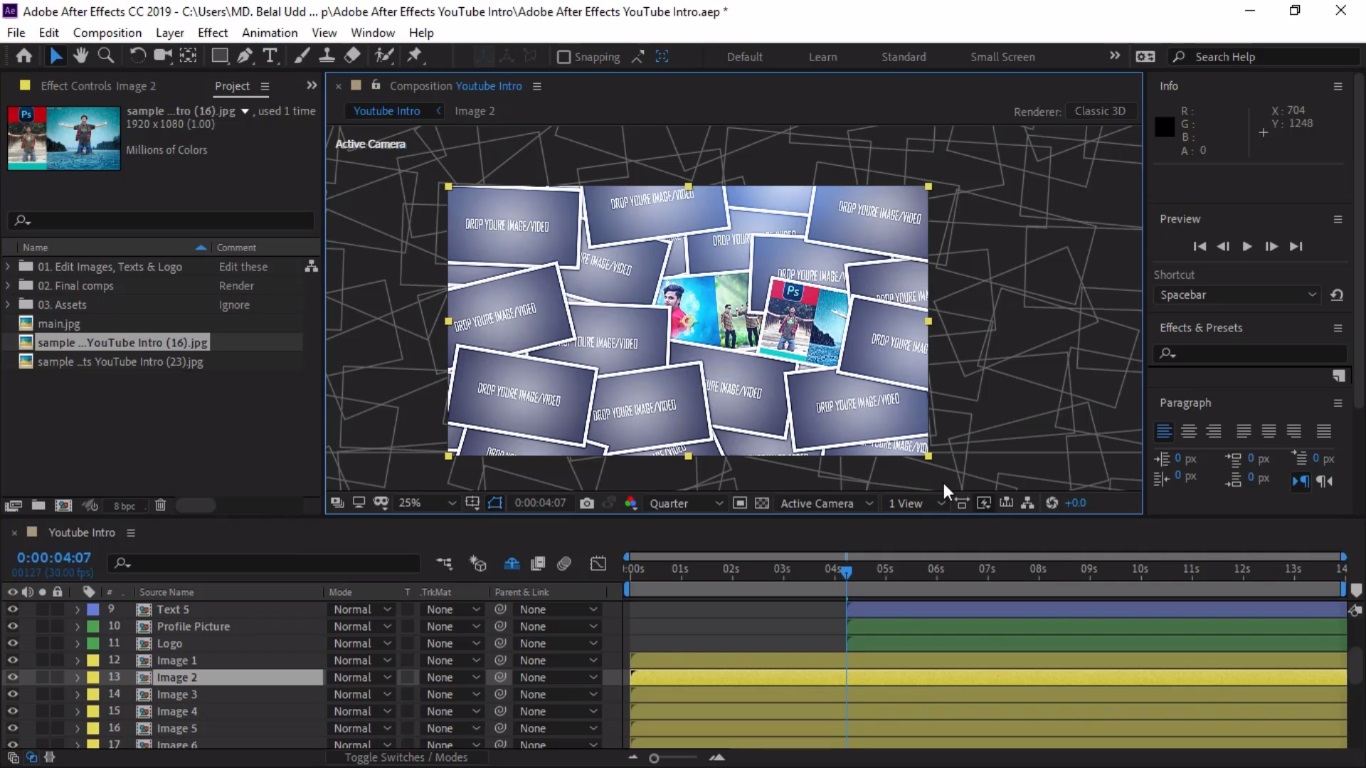 after effects into template download