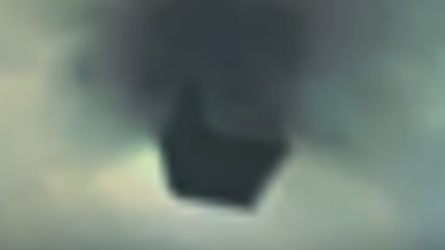 Black Cube UFO Shoots out of a cloud near secret research base. Black Cube UFO Shoots out of a cloud near secret research base.