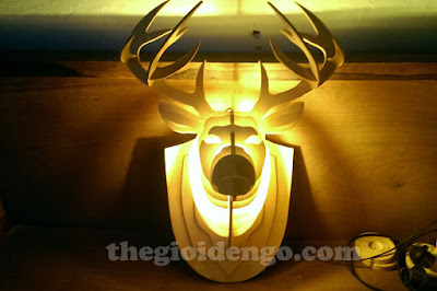 Thế giới đèn gỗ - Đèn gỗ trang trí đầu hươu 2