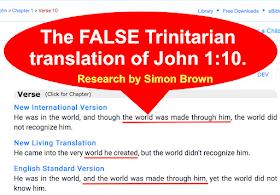 The FALSE Trinitarian translations of John 1:10