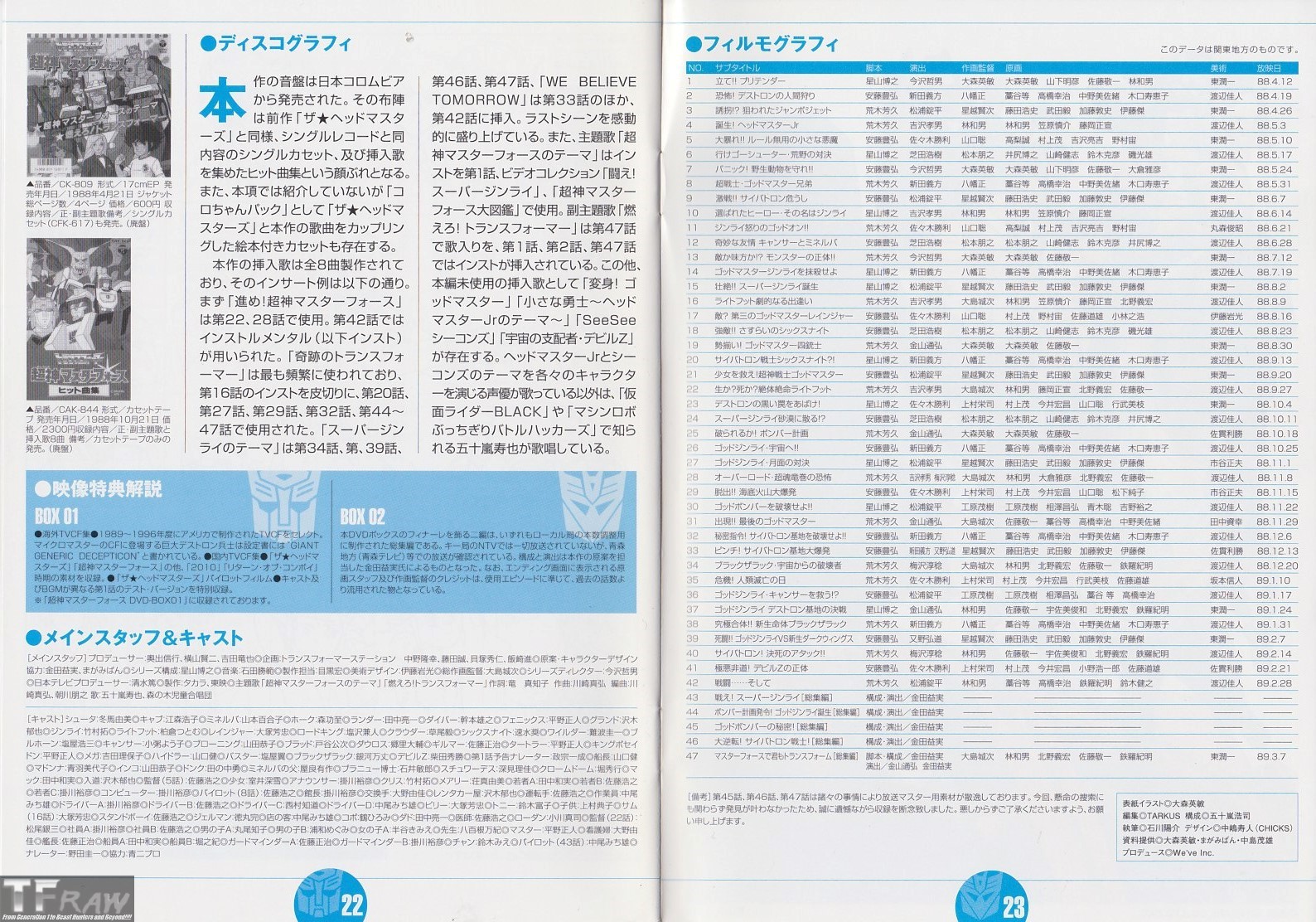 Transformers SuperGod Masterforce DVD Booklet