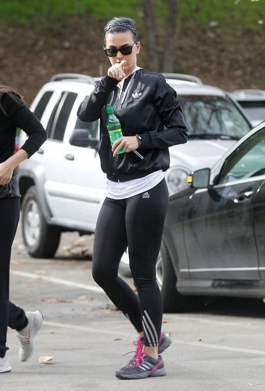 Katy Perry heads for a hike in Adidas workout wear in LA