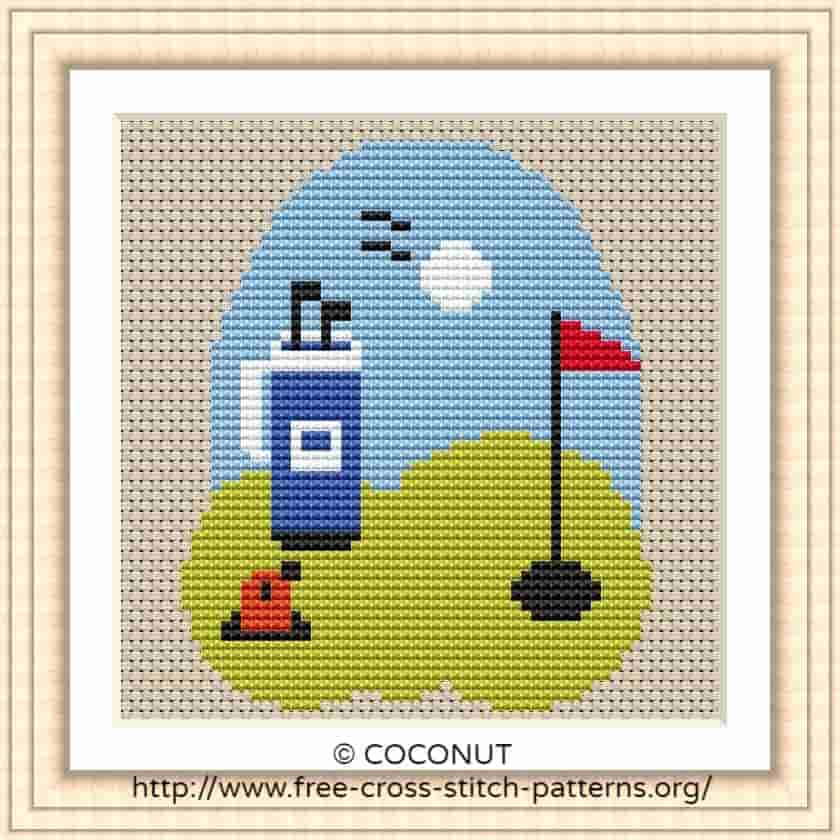 GOLF, FREE AND EASY PRINTABLE CROSS STITCH PATTERN Free cross stitch