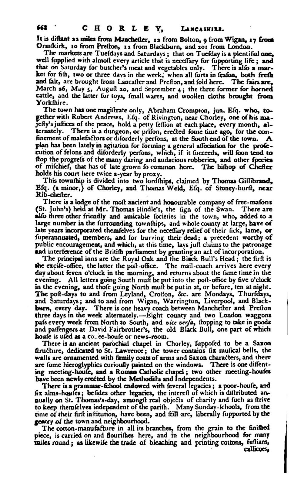 Chorley Commercial & Trade Directories 1793 Universal British