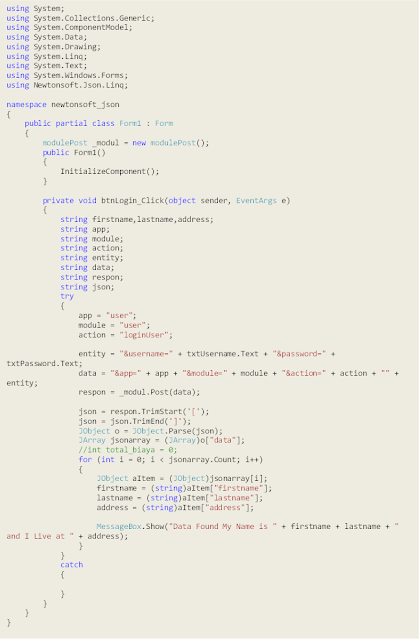 form login json newtonsoft rest api
