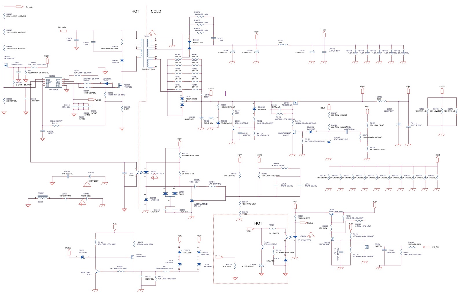 Electro help: 715G5194 Power board circuit diagram – Philips 32 and 37