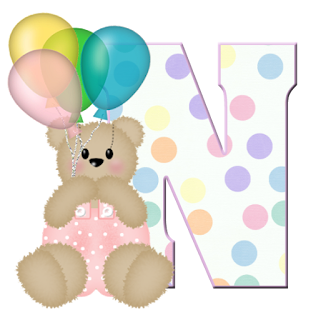 Abecedarios de Osita de Peluche con Globos. Teddy Bear with Balloons Alphabet.