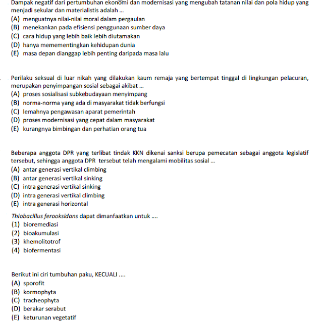 Contoh Soal Sbmptn Saintek Biologi Contoh Soal Dan Materi Pelajaran 6