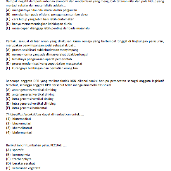 Contoh Soal Sbmptn