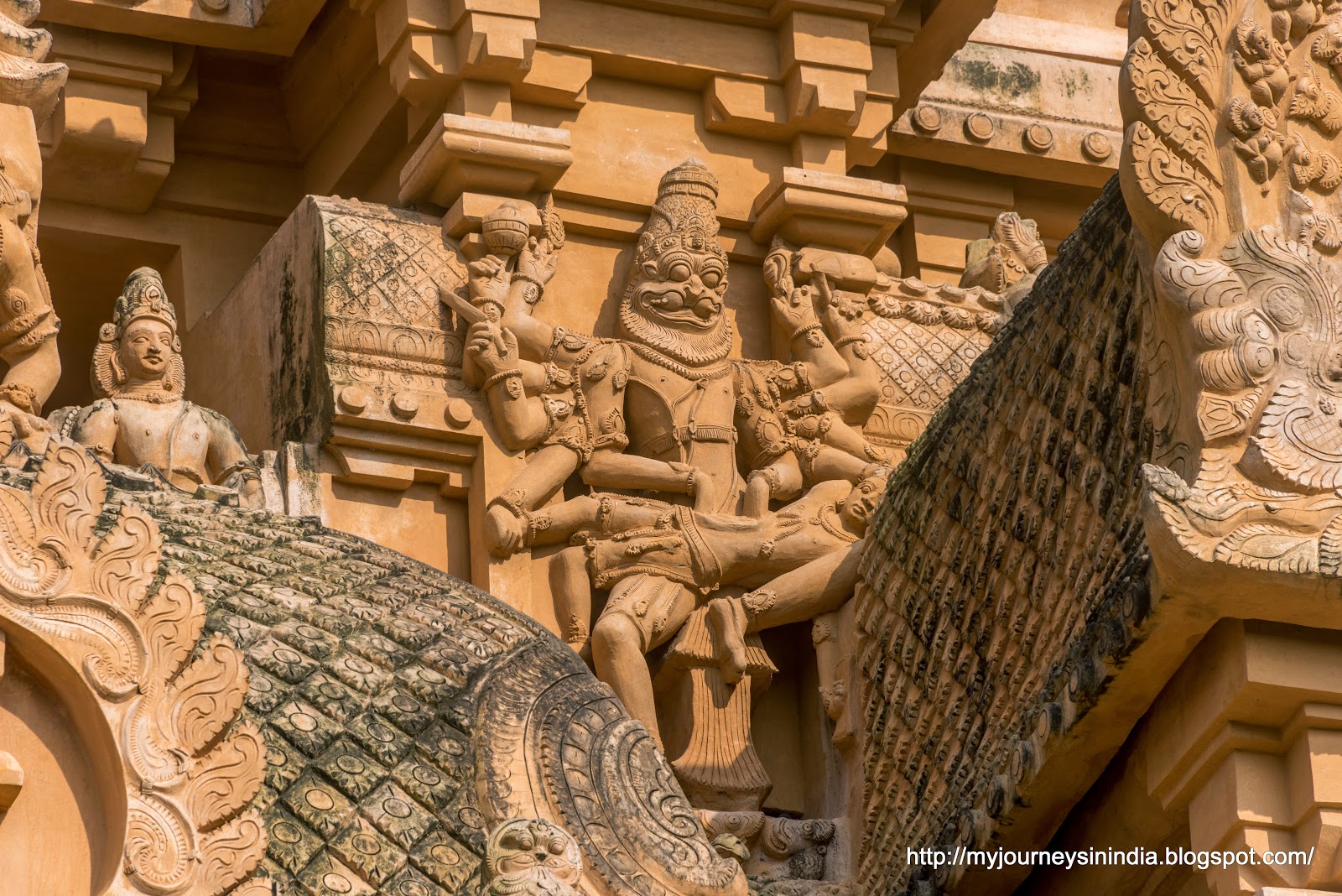 Thanjavur Brihadeeswarar Temple Tower sculptures Narasimha