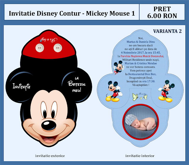 invitatii botez contur Mickey Mouse 1