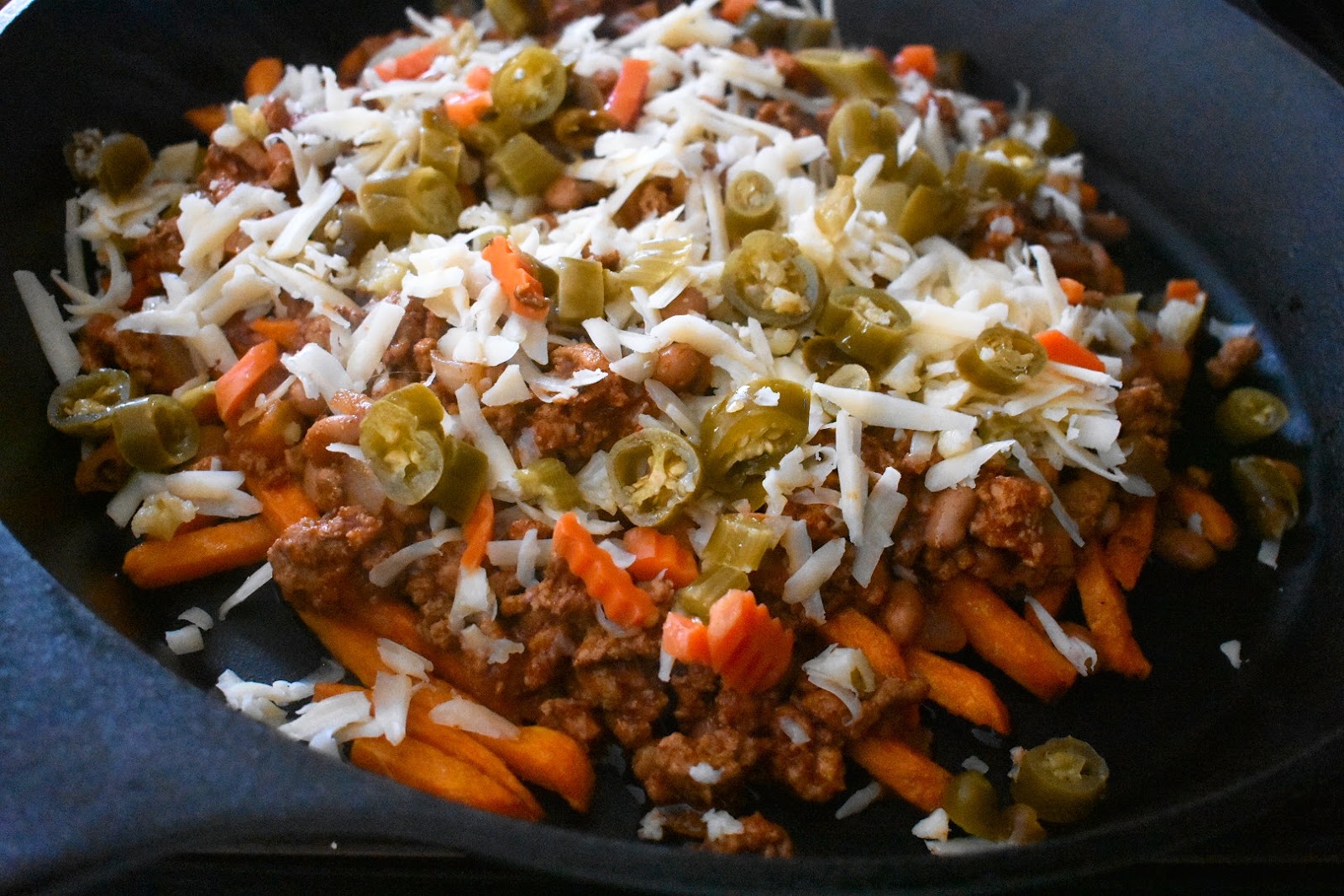 Turkey Chili Cheese Fries with Giardiniera Chef Jen