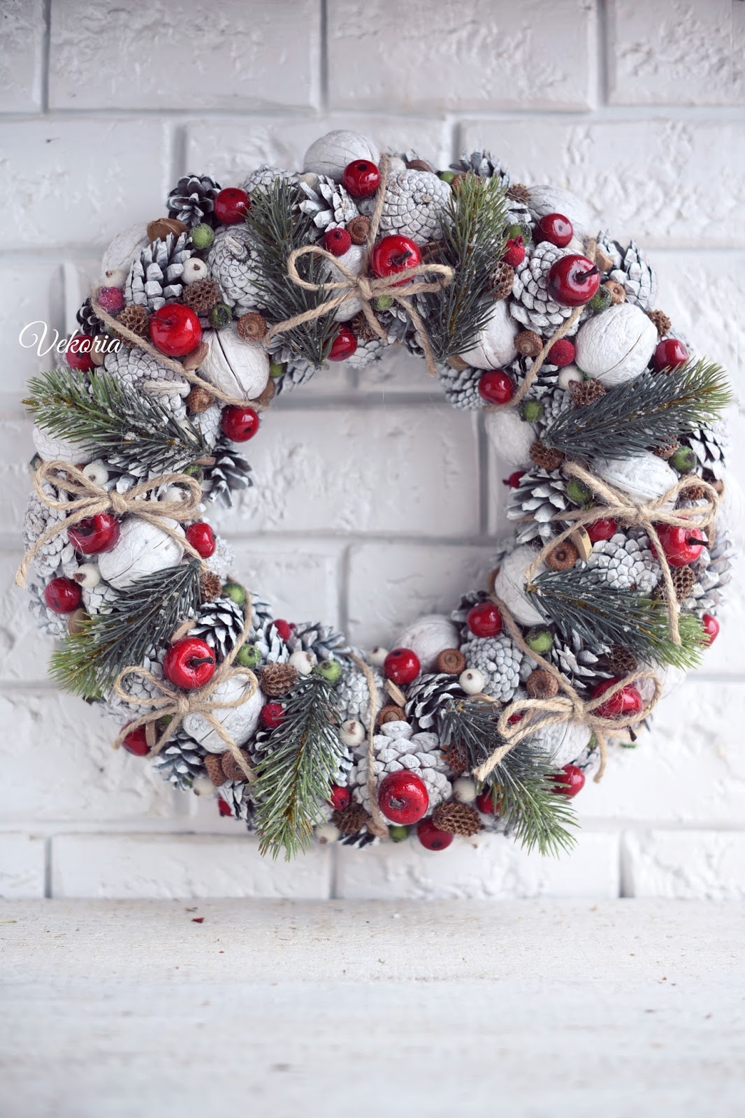 Christmas cones white wreath