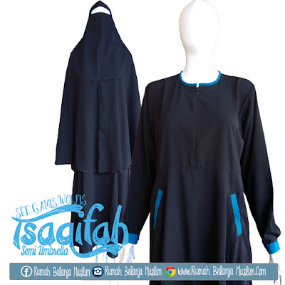 Set Gamis Syari Tsaqifah Hitam Semi Umbrella Set Gamis Syari Tsaqifah Hitam Semi Umbrella