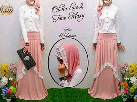 Baju Lebaran 2015 Murah: Gamis Setelan ATasan Bawahan Kerudung GKM4588