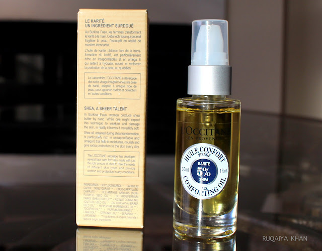 Ruqaiya Khan L'Occitane Shea Face Comforting Oil Review