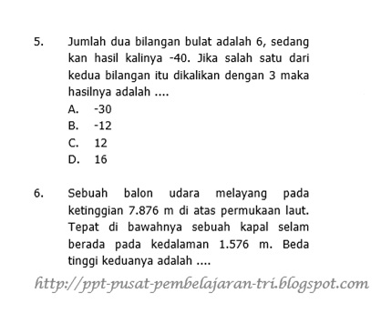 Contoh dan Soal Matematika Bilangan Bulat kelas 7 Latihan Ujian semester Contoh dan Soal Matematika Bilangan Bulat kelas 7 Latihan Ujian semester