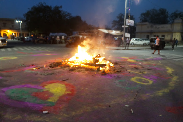 Holika Bonfire, Festival Holi di Jaipur, India