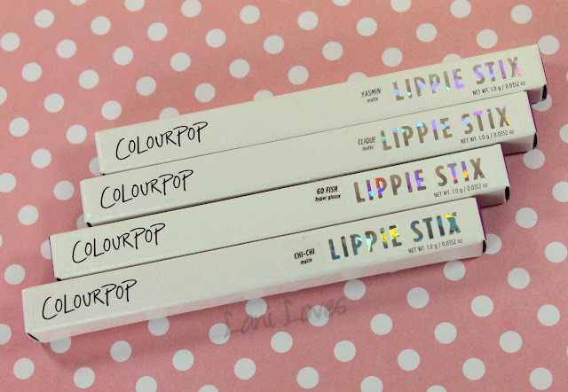 ColourPop Lippie Stix - Chi Chi, Go Fish, Clique and Yasmin Swatches & Review