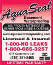 Aquaseal Basement Foundation Concrete Crack Repair Specialists Toronto 1-800-NO-LEAKS