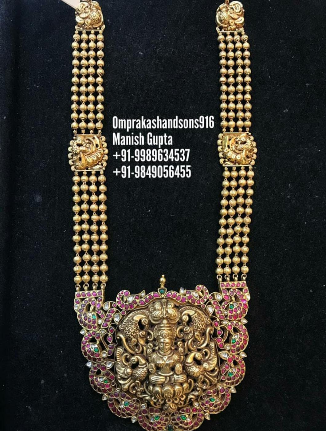 Lakshmi Pendants with Chains in Black Finish Jewellery Designs