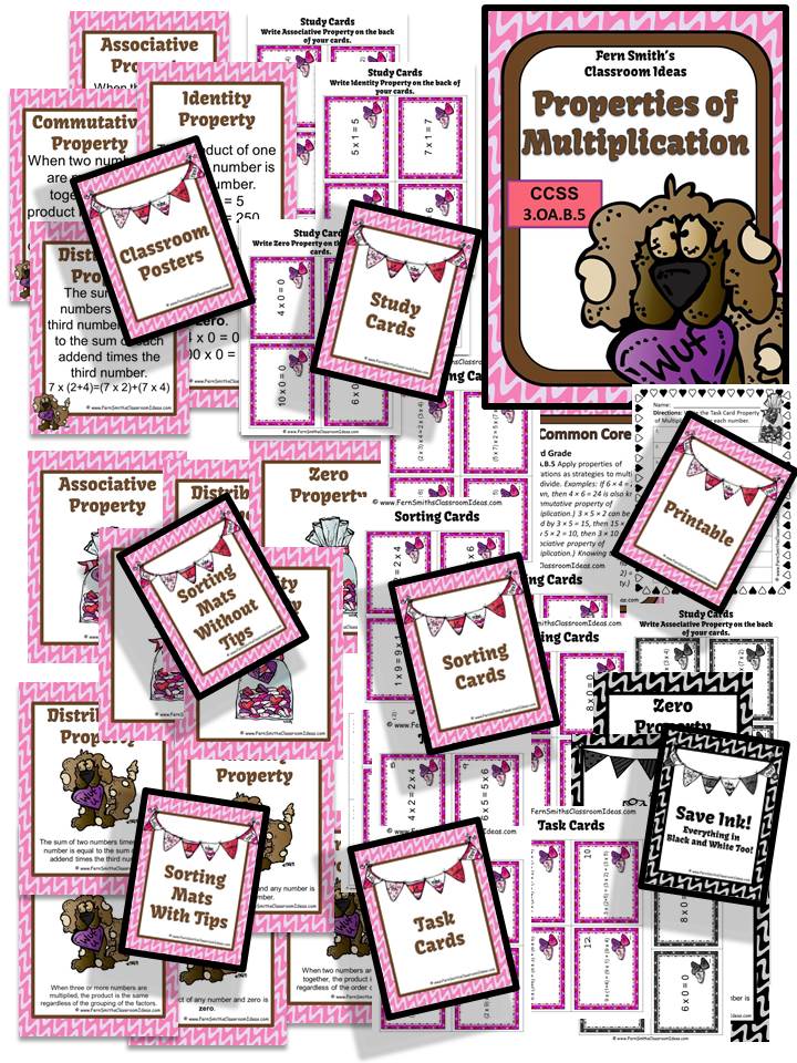 Fern Smith's Valentines Day Properties of Multiplication Mega Math Pack